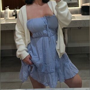 Free People Taking Sides mini dress in blue